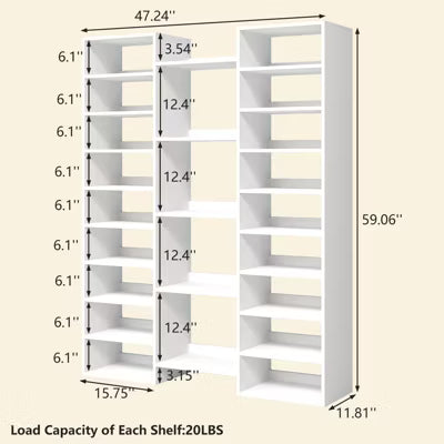 CIPACHO White Tribesigns 14 - Tier Shoe Rack with 22 Open Cubbies - Holds 46 Pairs, Modern Organizer for Entryway, Living Room & Hallway