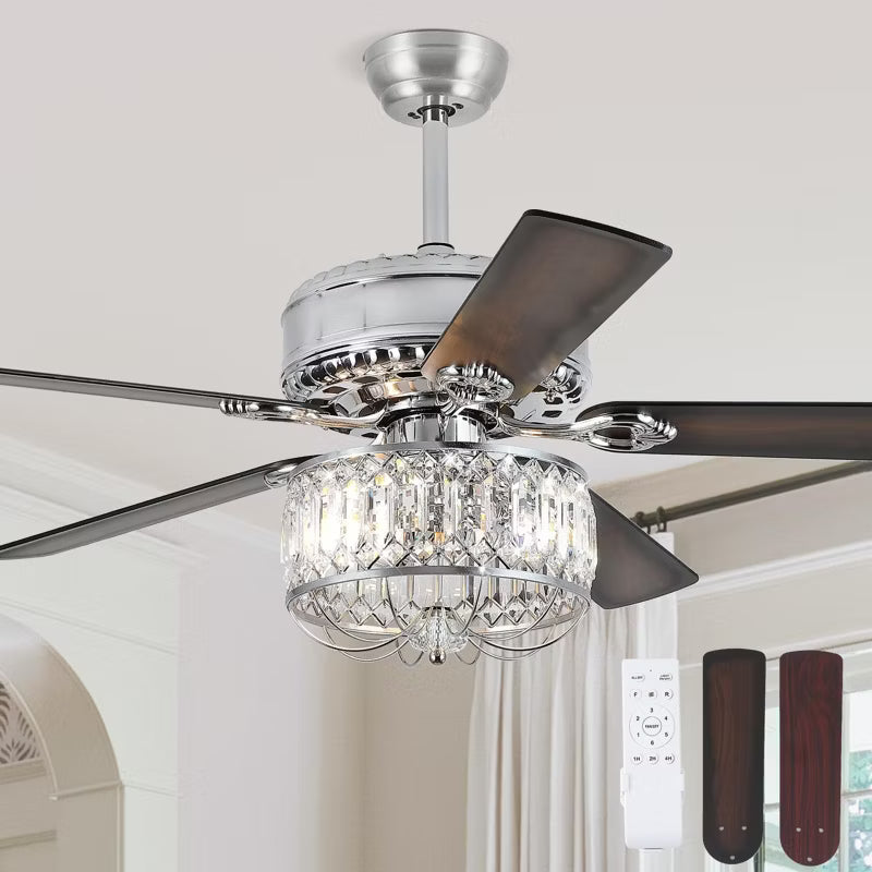 Kviflon 52 Inches Downrod Ceiling Fan with Light,Crystal Ceiling Fan Light for different decor needs,for Kitchen,Dining Room,Bedroom