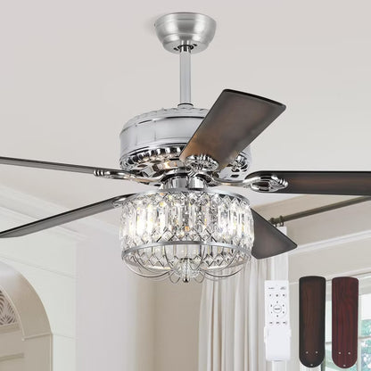 Kviflon 52 Inches Downrod Ceiling Fan with Light,Crystal Ceiling Fan Light for different decor needs,for Kitchen,Dining Room,Bedroom