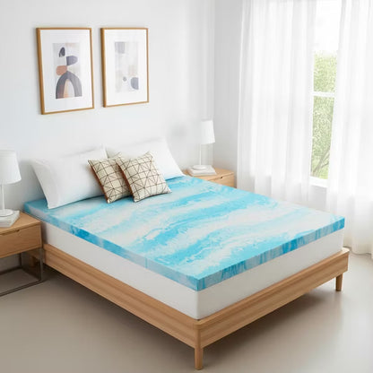 4 Inch Cooling Gel Memory Foam Mattress Topper Twin– Ventilated & Breathable, CertiPUR‑US Certified, for Bed, Sleeper Sofa & RV