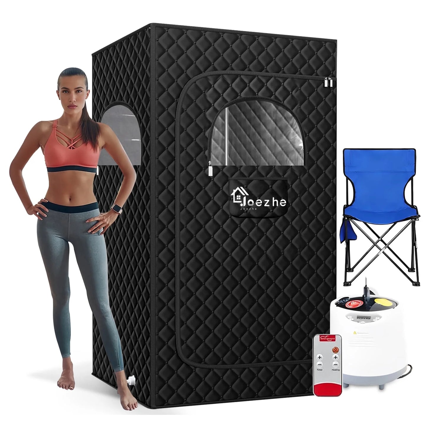 HYEASTR 68.5" Full Size Portable Personal Steam Sauna for Home, Personal Home Spa Tent with Remote Control, 1000W 110V Steamer Pot, Foldable Reinforced Chair, Mat (68.5"*39.7"*30.3")