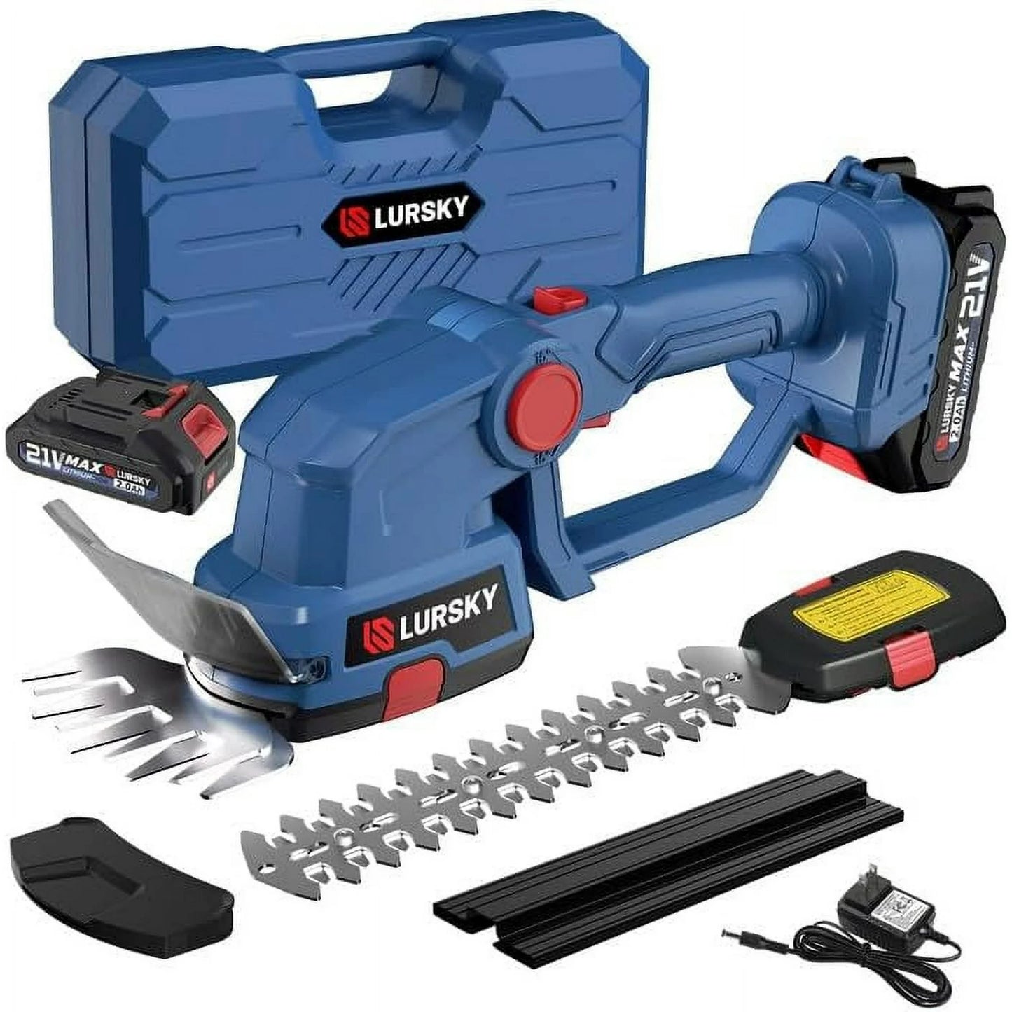 Cordless Hedge Trimmer-Garden Maintenance 2-in-1 21V Grass Shear and Shrub Trimmer,Blue