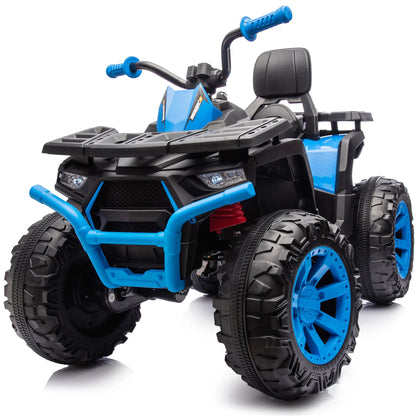 Hikiddo 12V Kids ATV 4 Wheeler, 2-Seater Powered Ride on ATV Toy for Big Kids w/ Bluetooth, 4mph Max Speed - Blue