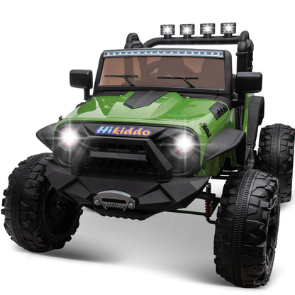 Hikiddo 24V 9Ah Ride on Toy for Big Kids, 2-Seater Powered Ride-on Truck Car with Remote - Green