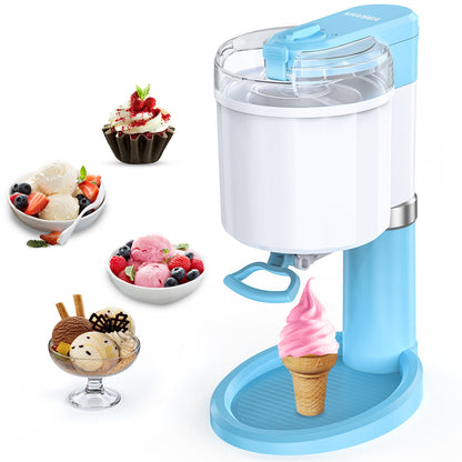 Ice Cream Maker, Frozen Yogurt Machine, for Homemade Gelato, Sorbet, Electric Soft Serve Maker, 1 Quart, Blue