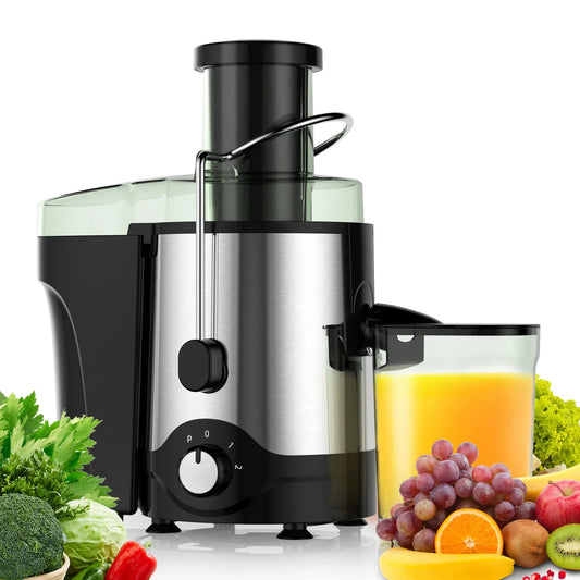 Juicer Machine 600W, Juice Extractor, Anti-Drip Press Centrifugal Juicer with Big Mouth 3" Feed Chute for Whole Fruit Vegetable, BPA-Free, Easy to Clean