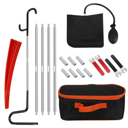 KROAK Professional Emergency Car Tools Set, Oval handle Red warping piece set wedge air bag wrench combination tool，59 inch Wheel Puller