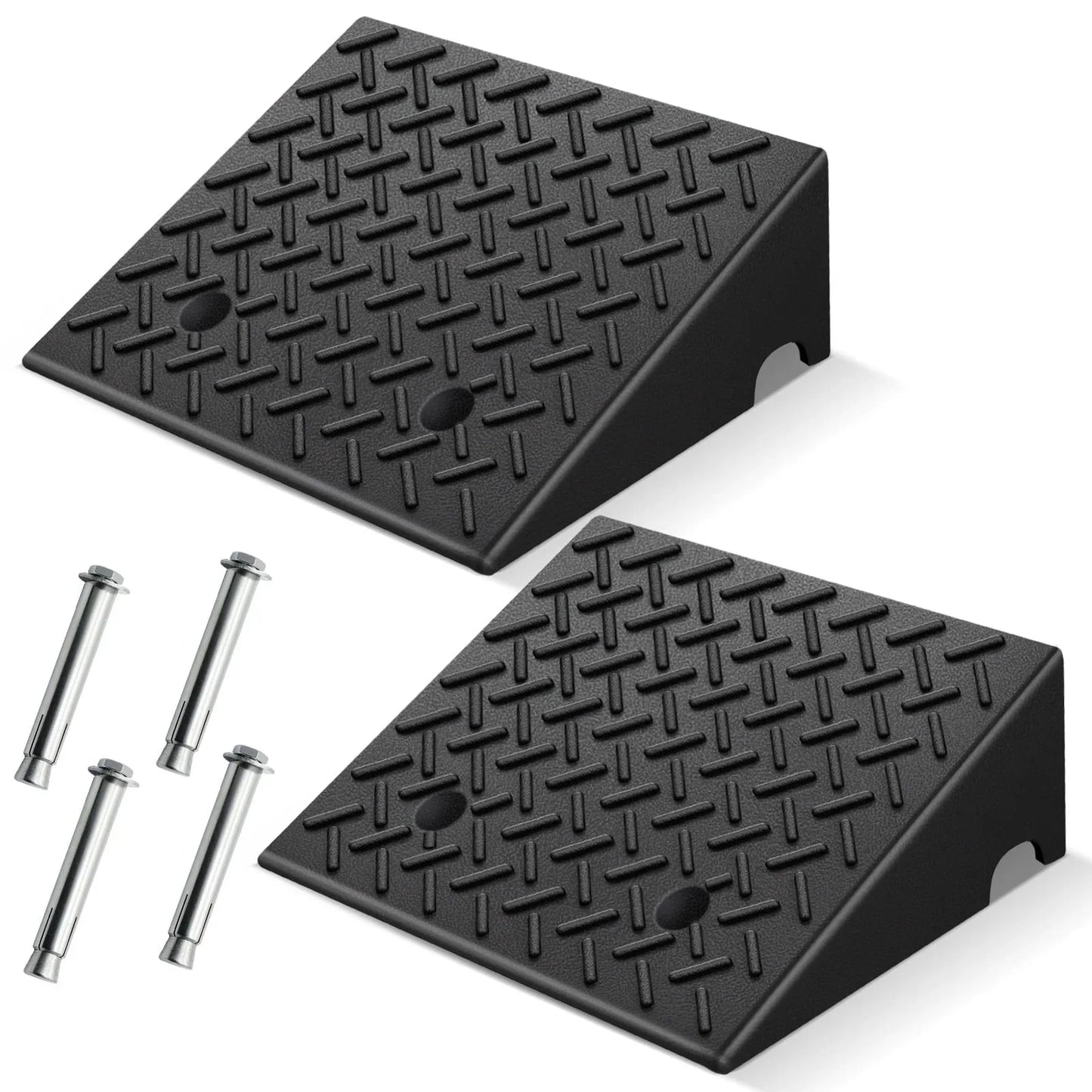 KROAK Rubber Car Curb Ramps,6 Rise Height Heavy Duty 8818lbs Capacity Threshold Ramps，Portable Driveway Ramps for Cars Wheelchairs Scooter Lawn Mower，2 Pack