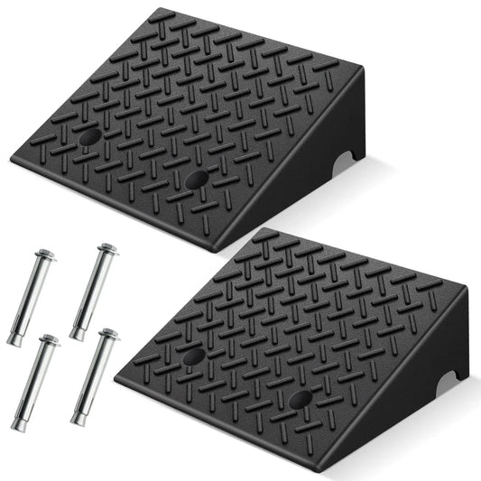 KROAK Rubber Car Curb Ramps,6 Rise Height Heavy Duty 8818lbs Capacity Threshold Ramps，Portable Driveway Ramps for Cars Wheelchairs Scooter Lawn Mower，2 Pack