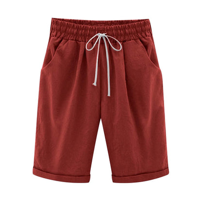 Kaemgyyd 2025 Womens Summer Shorts Casual Comfy Cotton Linen Drawstring Beach Shorts Lightweight Elastic Waist Shorts with Pockets