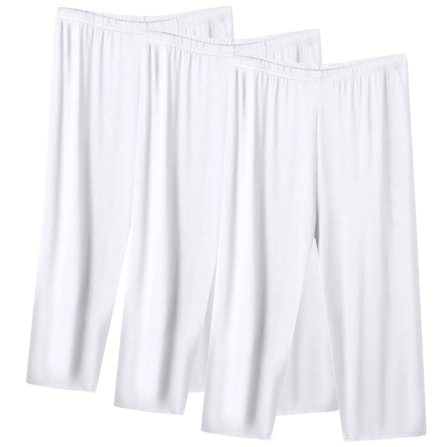 Kaemgyyd 3 Pack Women's Pajama Bottoms Plus Size Capri Lounge Sleepwear Soft Cropped Pajama Pants Solid Elastic Waist Pj Trousers