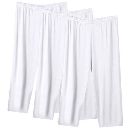 Kaemgyyd 3 Pack Women's Pajama Bottoms Plus Size Capri Lounge Sleepwear Soft Cropped Pajama Pants Solid Elastic Waist Pj Trousers