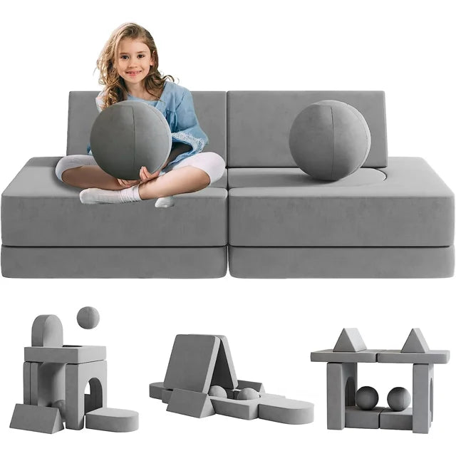Toddler Couch, Glow in The Dark Kids Play Couch Toddler Fold Out Couch, Kids Fold Out Couch for playroom, Convertible Baby Fold Out Play Foam and Floor Cushion for Bedroom