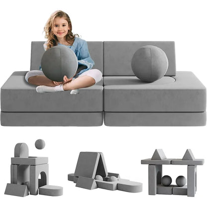 Toddler Couch, Glow in The Dark Kids Play Couch Toddler Fold Out Couch, Kids Fold Out Couch for playroom, Convertible Baby Fold Out Play Foam and Floor Cushion for Bedroom