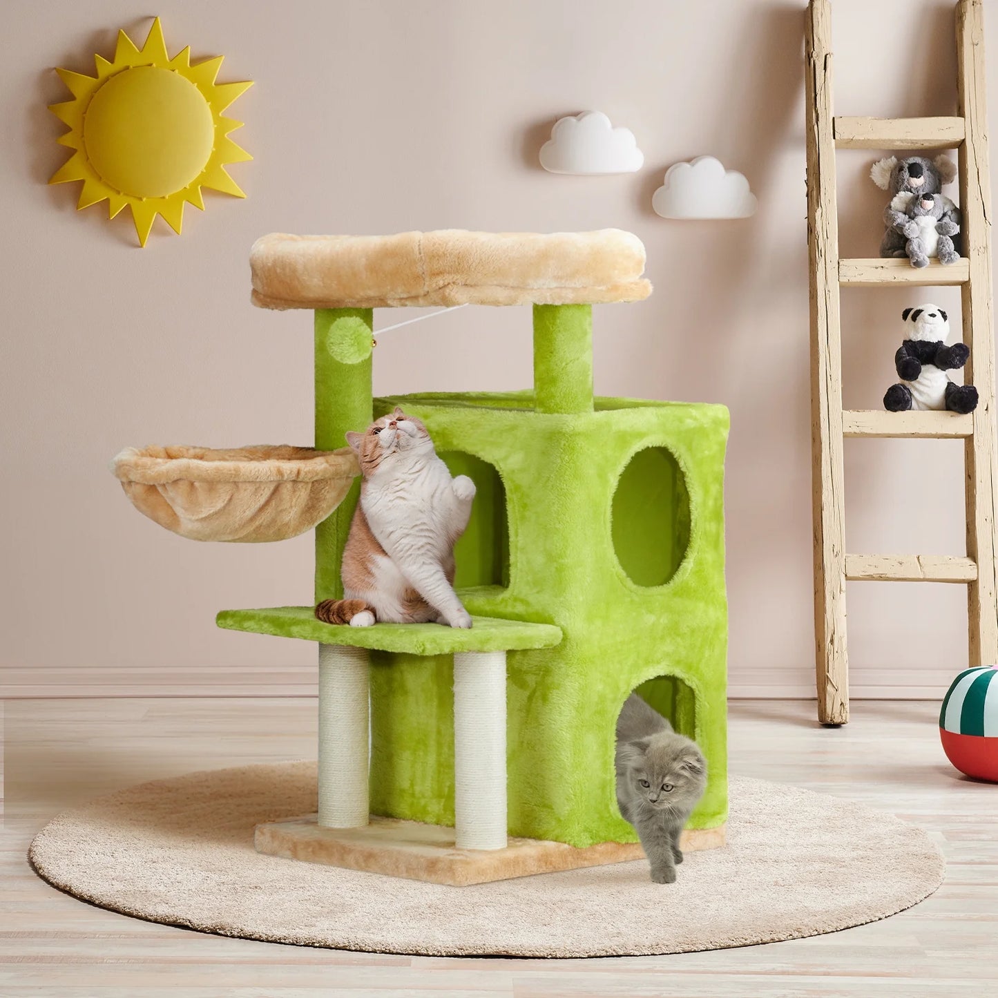 Ktaxon 33"Cat Tree Tower with Sisal Scratching Posts Condo for Indoor Cats,Green