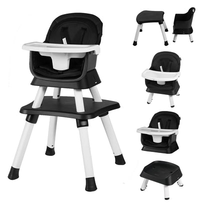 LINLUX 8 in 1 Convertible High Chair for Babies, Feeding Booster Seat for Toddlers, Black