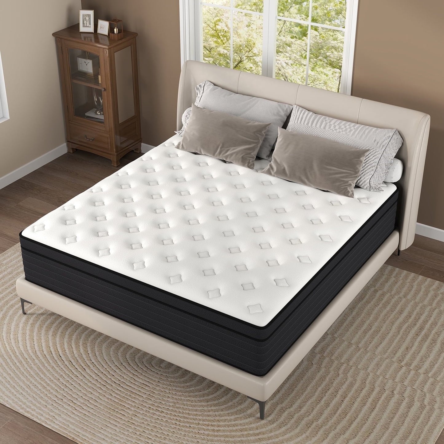 Yilicy 12 inch Queen Adult Mattress with Pocket Spring Hybrid Memory Foam Medium Firm Mattress