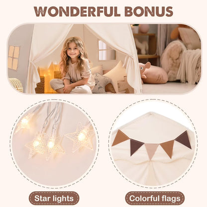 Large Kids Play Tent with Flags & Star Lights，PK