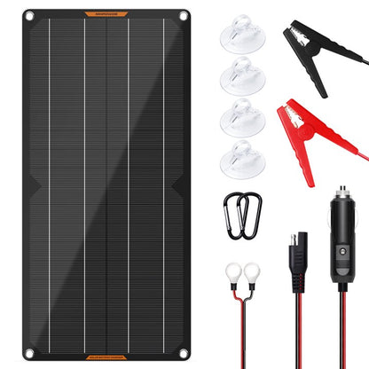 MHPOWOS Solar Battery Charger 10W 12V Solar Panel Car Battery Maintainer Portable Waterproof Power Solar Trickle Charger for Car Boat Automotive RV