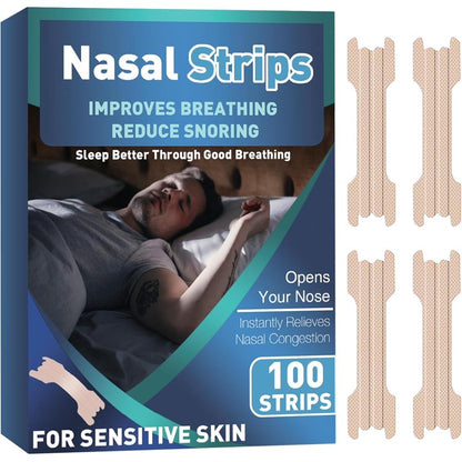 Nasal Strips for Snoring, 100 PCS Effective Nasal Strips for Snoring to Help Stop Snoring and Nasal Congestion Relief, Nasal Strips Enhance and Improve Nasal Breathing