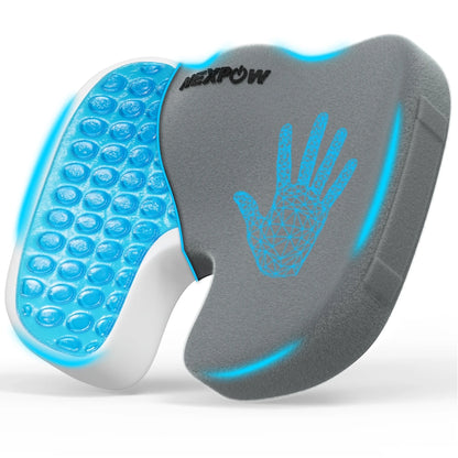 NEXPOW Memory Foam Seat Cushion Cooling Gel Butt Pillow for Tailbone Pain Relief  Chair Cushion,Car Seat Cushion,Butt Pillow Grey