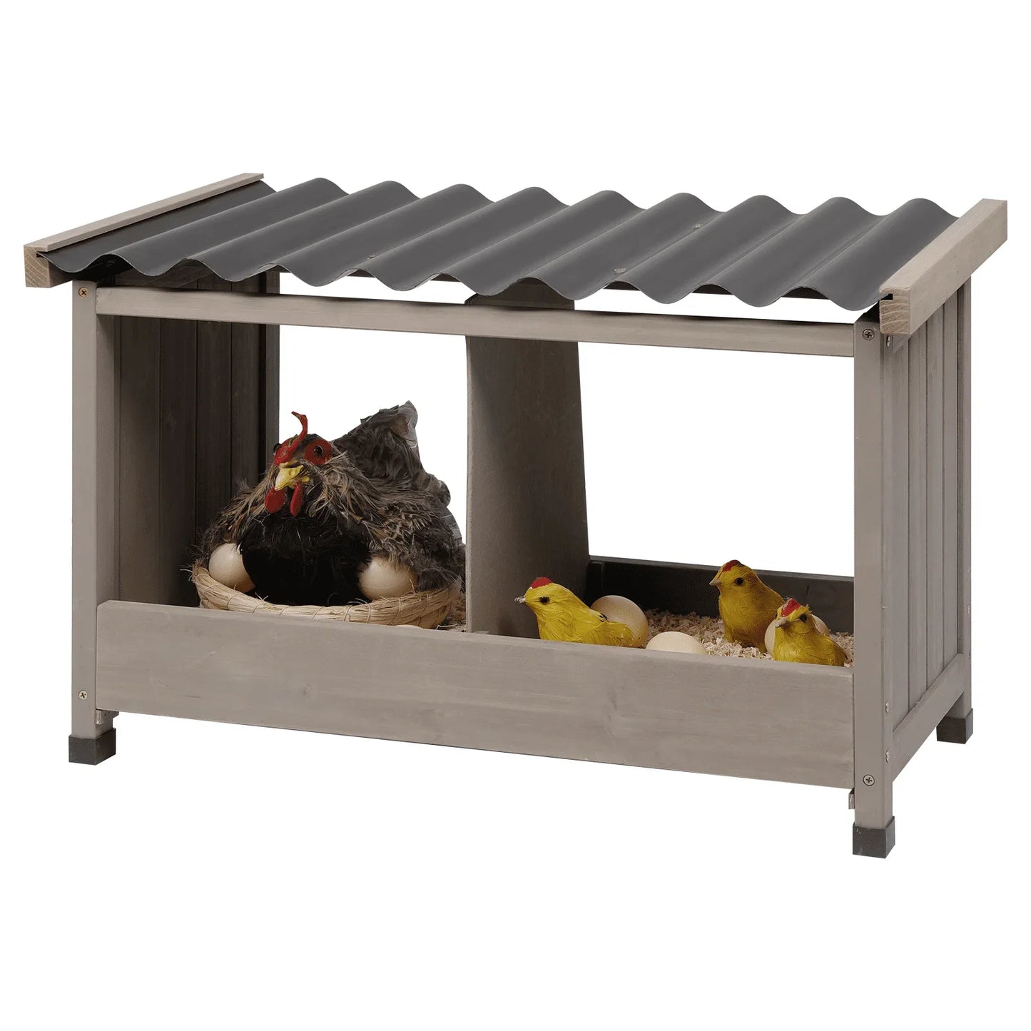 PETSCOSSET Nesting Boxes for Chickens, Double Nesting Box with PVC Roof