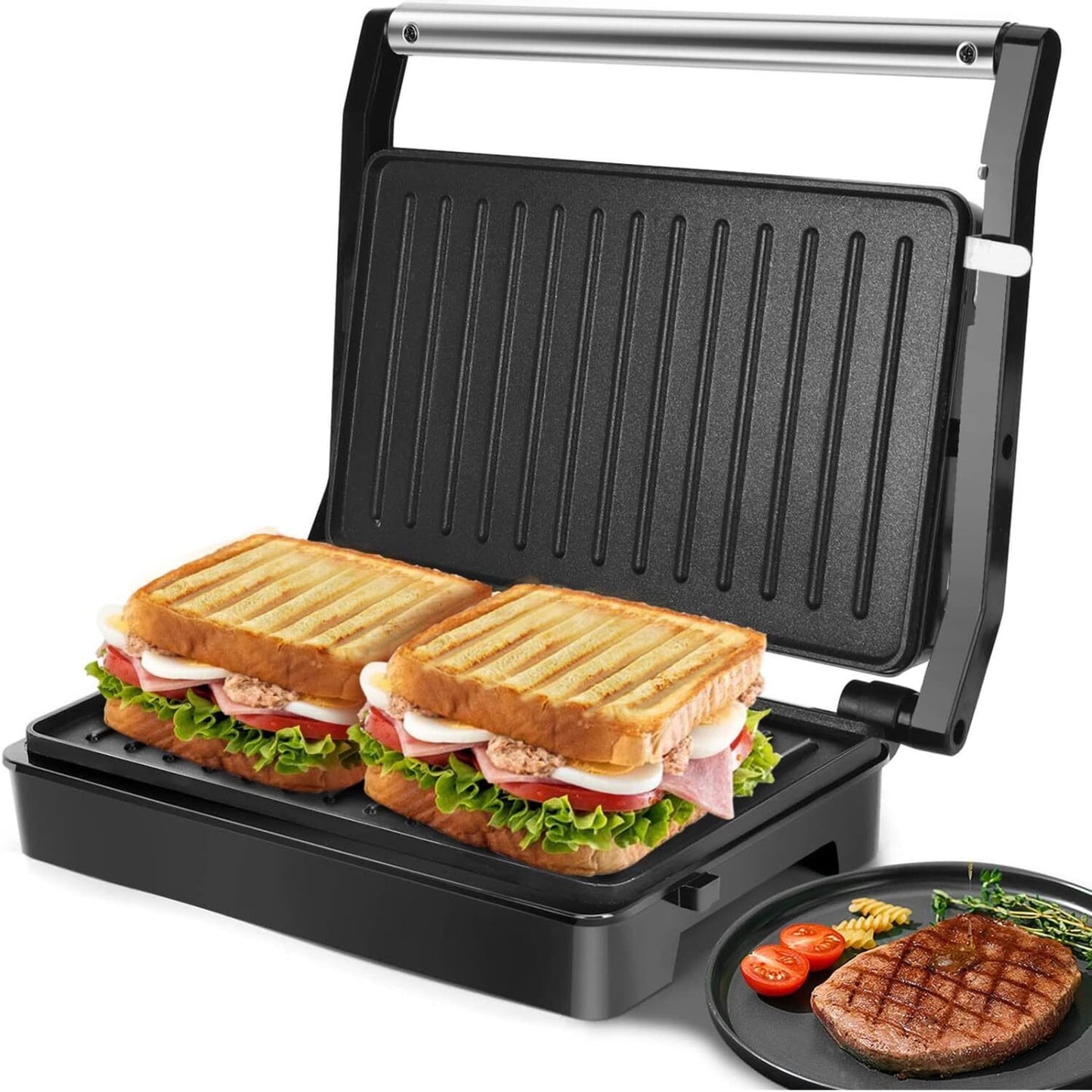 Panini Press Sandwich Maker, Electric Indoor Grill with Floating Lid
