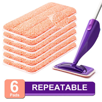 Power Scrubbing Reusable Mop Pads for Swiffer WetJet Mops (6 Pack), Wet Jet Refills, Washable Microfiber Mop Pads for Floor Cleaning Wet Dry Use