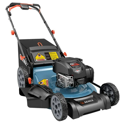 SENIX 22  Self Propelled Gas Lawn Mower Variable Speed, 163 cc 4 Cycle Made in USA Briggs & Stratton Engine Push Mower, 3 In 1, 6 Position 1 Step Height Adjustment, 11 In Rear Wheels, LSSG H2