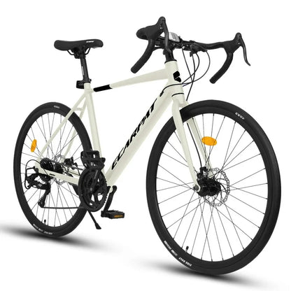 SHINPT 700C Road Bike, Light Weight Aluminum Frame, 16 Speed Outdoor Bike Disc Brakes, Racing Bike for Men and Women, Ideal for High Intensity Riding