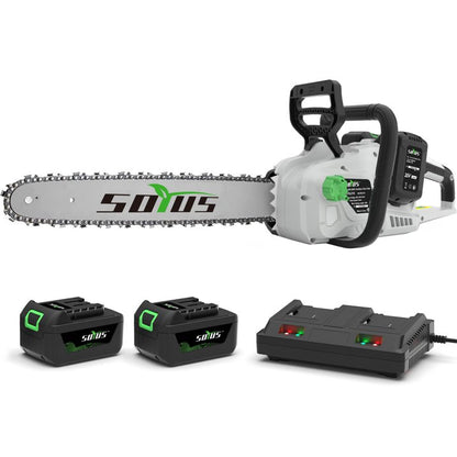 SOYUS 40V 16-Inch Brushless Cordless Chainsaw with Battery and Charger, Battery Operated Chainsaw with Auto-Tension & Auto-Lubrication for Wood Cutting & Tree Trimming, 2x4.0Ah Batteries Included