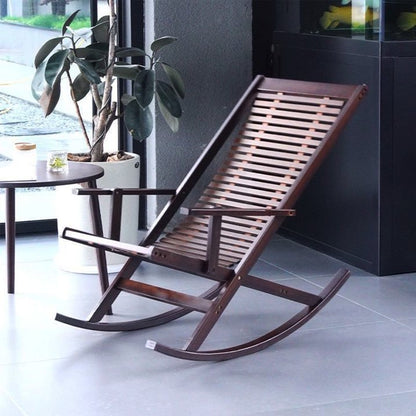 SUSUZI Bamboo Rocking Chair with Armrests, Ergonomic Design, Indoor/Outdoor Use, Supports 350lbs, Walmut, Easy Assembly