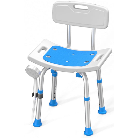 ZOTO Shower Chair with Back and EVA Padded, Height Adjustable Bathtub Bench Seat Transfer for Disabled, Seniors & Elderly, Tool-Free Assembly,VSHC10