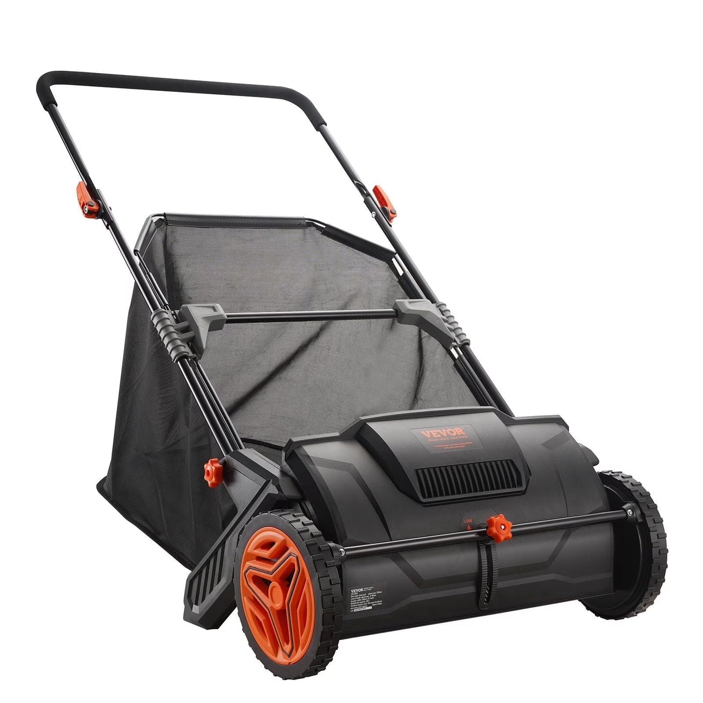 Steelite Push Lawn Sweeper,21-inch Leaf & Grass Collector, Leaf Sweeper for Lawn ,Heavy Duty Thickened Steel Durable to Use with Large 3.6 cu. ft. Mesh Collection Hopper Bag, 2 Spinning Brushes