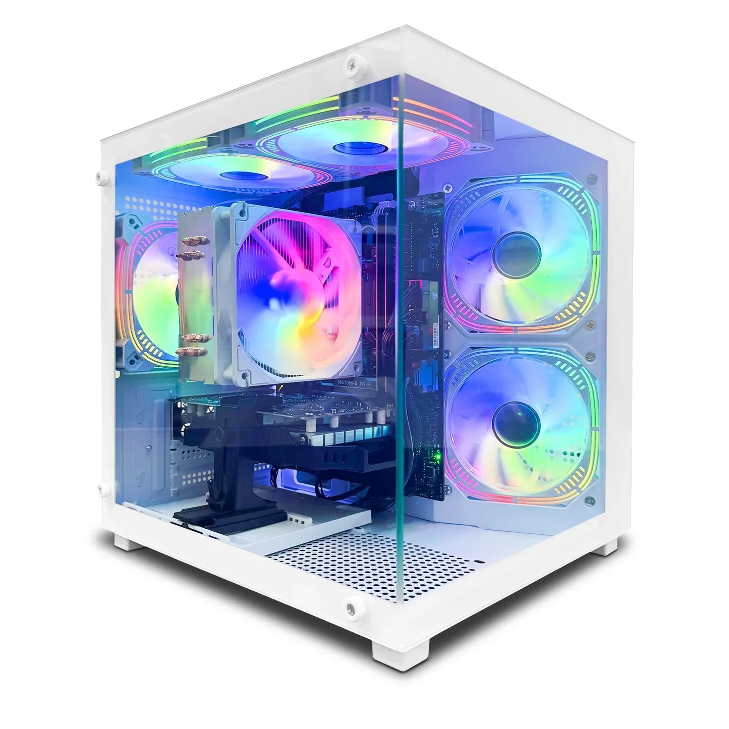 Suevery AMD Ryzen 5 5600 + Radeon RX 6500 Gaming PC with B450 Motherboard, 16GB DDR4 3200MHz, 1TB NVMe SSD, WiFi 6, 400W PSU, and RGB Lighting