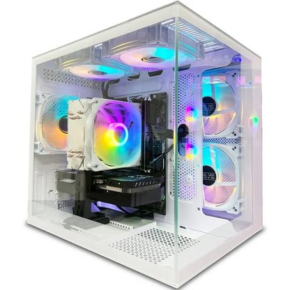Suevery AMD Ryzen 7 5700X Gaming PC with B450 Motherboard, 32GB RAM, 1TB NVMe SSD, NVIDIA RTX 4060 8GB, WiFi 6, and RGB Lighting