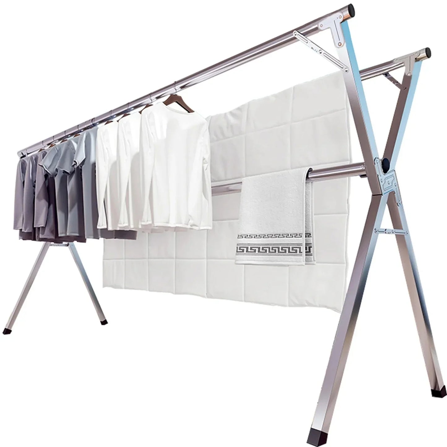 Susuzi 79 Inches Clothes Drying Rack, Stainless Steel Garment Rack Adjustable and Foldable Laundry Drying Rack