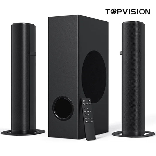 TOPVISION 4.1ch Sound Bar with Subwoofer, 120W Separable Sound Bar for TV with 4 Drivers, USB/AUX/Coaxial/Optical/HDMI/Bluetooth Connect, SD01