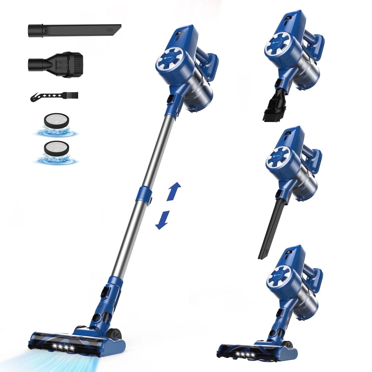 UMLo Cordless Vacuum Cleaner, 6-in-1 Lightweight Stick Vacuum for Hard Floor Carpet Pet Hair N3S Light Blue