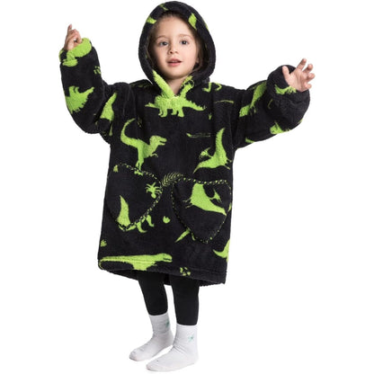 Wehilion 2-6YR Oversized Sweatshirt Blanket Hoodie for Kids Toddlers Cozy Hooded Blanket Sweatshirt with Pocket for Little Girl Boy