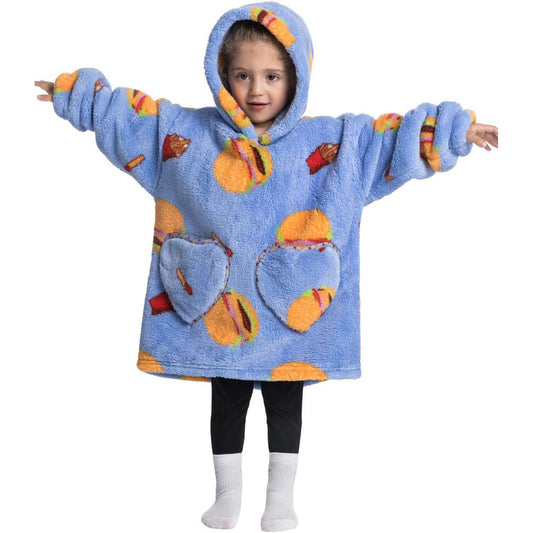 Wehilion 2-6YR Oversized Sweatshirt Blanket Hoodie for Kids Toddlers Cozy Hooded Blanket Sweatshirt with Pocket for Little Girl Boy