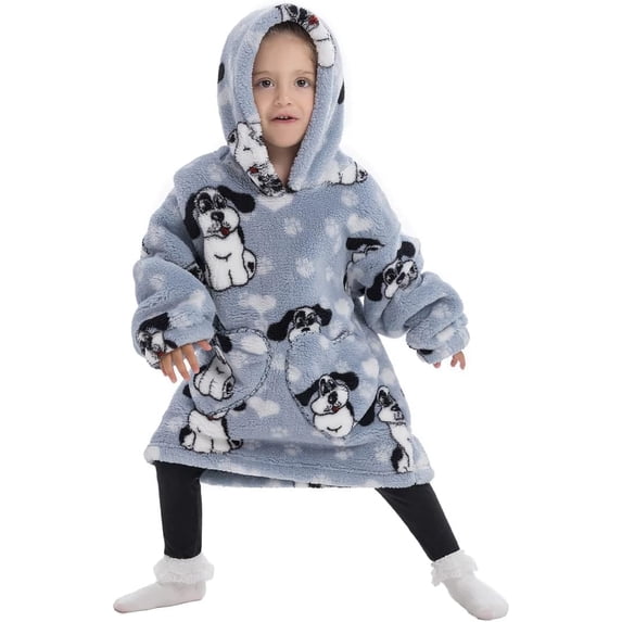 Wehilion 2-6YR Oversized Sweatshirt Blanket Hoodie for Kids Toddlers Cozy Hooded Blanket Sweatshirt with Pocket for Little Girl Boy