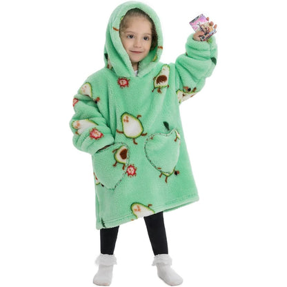 Wehilion 2-6YR Oversized Sweatshirt Blanket Hoodie for Kids Toddlers Cozy Hooded Blanket Sweatshirt with Pocket for Little Girl Boy