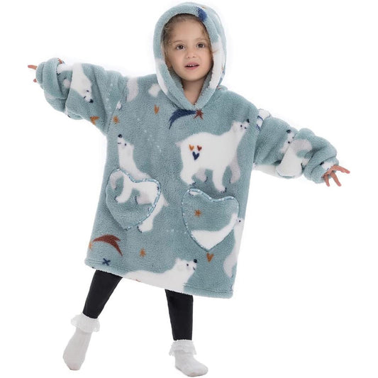 Wehilion 2-6YR Oversized Sweatshirt Blanket Hoodie for Kids Toddlers Cozy Hooded Blanket Sweatshirt with Pocket for Little Girl Boy