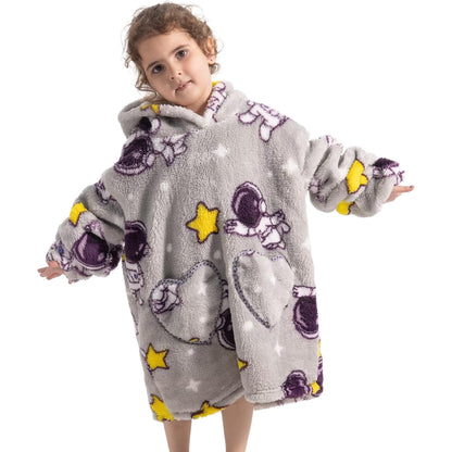 Wehilion 2-6YR Oversized Sweatshirt Hooded Blanket Sherpa Hoodie for Girls Boy Wearable Blanket Hoodie for Kids Toddlers