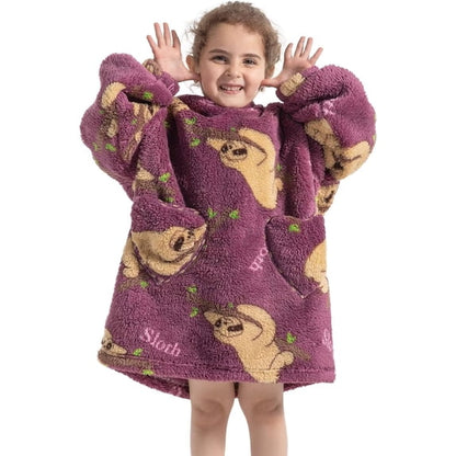 Wehilion 2-6YR Oversized Sweatshirt Hooded Blanket Sherpa Hoodie for Girls Boy Wearable Blanket Hoodie for Kids Toddlers