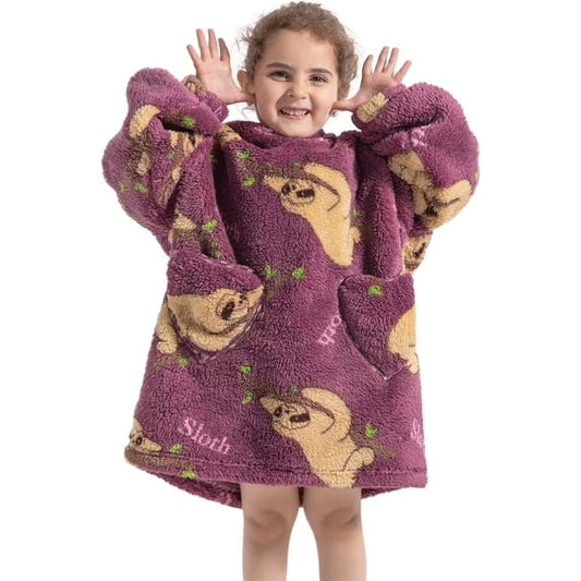 Wehilion 2-6YR Oversized Sweatshirt Hooded Blanket Sherpa Hoodie for Girls Boy Wearable Blanket Hoodie for Kids Toddlers