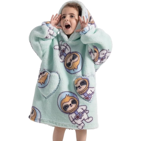Wehilion 2-6YR Oversized Sweatshirt Hooded Blanket Sherpa Hoodie for Girls Boy Wearable Blanket Hoodie for Kids Toddlers