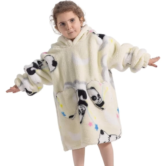 Wehilion 2-6YR Oversized Sweatshirt Hooded Blanket Sherpa Hoodie for Girls Boy Wearable Blanket Hoodie for Kids Toddlers