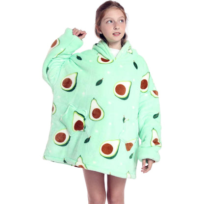 Wehilion 6-12YR Oversized Sweatshirt Hooded Blanket Sherpa Hoodie for Girls Boy Wearable Blanket Hoodie for Kids